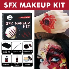 Sfx Makeup Kit Halloween Makeup Kit Halloween Fake Blood Makeup Kit Halloween Scary Face Makeup Sfx Makeup Fake Wound Scar For Art,Theater,Halloween,P