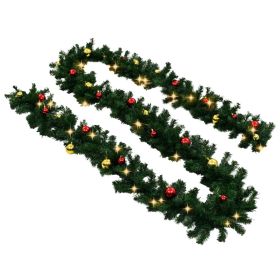 vidaXL Christmas Garland Decorated with Baubles and LED Lights 10 m