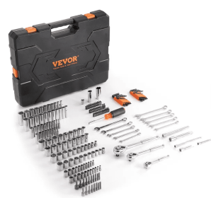 VEVOR Mechanics Tool Set And Socket Set,  Drive Deep And Standard Sockets, 205 Pcs SAE And Metric Mechanic Tool Kit With Bits, Combination Wrench, Hex