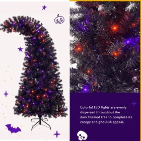 6FT Artificial Fir Bent Top Halloween Christmas Tree, Xmas Tree Bendable  Style Christmas Tree Holiday Decoration W1,080 Branch Tips, 300 LED Lights X