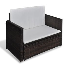 vidaXL Patio Sofa Poly Rattan Brown