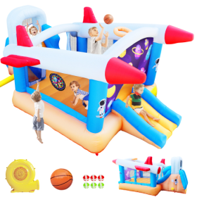 6 In 1 Outdoor Indoor Inflatable Bouncer For Kids Target Ball Basketball Slide With Blower  WL