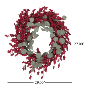 29 Artificial Christmas Wreath With Eucalyptus    Berries,Decorations For Everyday Farmhouse Window OutdoorIndoor