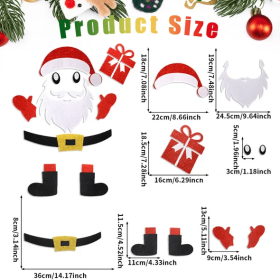 Christmas Door Stickers Self-Adhesive Snowman Santa Claus Felt Decals For Holiday Xmas Party DIY Door Window Refrigerator Decorations