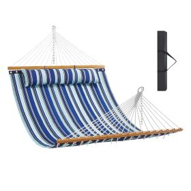 VEVOR Double Quilted Fabric Hammock, 12 FT Double Hammock with Hardwood Spreader Bars