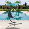 Hanging Chaise Lounger with Removable Canopy, Outdoor Swing Chair with Built-in Pillow