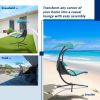 Hanging Chaise Lounger with Removable Canopy, Outdoor Swing Chair with Built-in Pillow