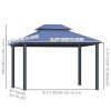 10' x 12' Hardtop Gazebo Canopy with Polycarbonate Double Roof, Aluminum Frame, Permanent Pavilion Outdoor Gazebo with Netting and Curtains for Patio