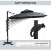 10ft Offset Patio Umbrella, Hanging Cantilever Umbrella, Square Shape, Aluminum Cross Base, Tilt, 360-Degree Rotation, Gray