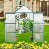 8x8 FT Double Door Polycarbonate Greenhouse Raised Base and Anchor Aluminum Heavy Duty Walk-in Greenhouses for Outdoor Backyard in All Season,Green