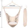 Hammocks Hanging Rope Hammock Chair Swing Seat with Two Seat Cushions and Carrying Bag;  Weight Capacity 300 Lbs;  Natural