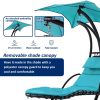 Hanging Chaise Lounger with Removable Canopy, Outdoor Swing Chair with Built-in Pillow