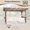 13' x 6.5' Wooden Pergola Grill Gazebo with Metal Roof & Bulbs & Bar Counters