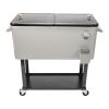 Outdoor 80QT Rolling Party Iron Spray Cooler Cart Ice Bee Chest Patio Warm Shelf