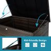 120 Gal. Outdoor Wicker Storage Box Waterproof, Resin Rattan Deck Box for Patio Garden Furniture, Outdoor Cushion Storage