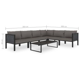 vidaXL 7 pcs conjunto lounge de jardim c/ almofad√µes vime PE antracite