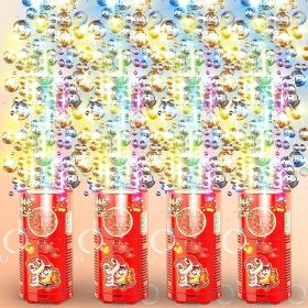 Fireworks Bubble Machine With 80ml Bubble Solution, Portable Automatic Bubble Machine With Lights And Closeable Music, Bubble Maker Toys For Kids Outs (Option: 4PCS)