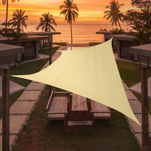 Artpuch Custom Size Beige Sun Shade Sail Triangle Canopy 185 GSM Durable Fabric UV Block Awning for Outdoor Patio Garden Backyard (Customized Availabl Artpuch Custom Size Beige Sun Shade Sail Triangle Canopy 185 GSM Durable Fabric UV Block Awning for Outdoor Patio Garden Backyard (Customized Availabl