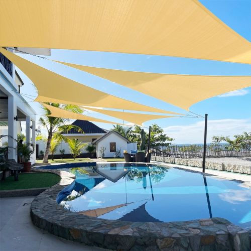 Artpuch Custom Size Sand Sun Shade Sail Triangle Canopy 185 GSM Durable Fabric UV Block Awning for Outdoor Patio Garden Backyard (Customized Available Artpuch Custom Size Sand Sun Shade Sail Triangle Canopy 185 GSM Durable Fabric UV Block Awning for Outdoor Patio Garden Backyard (Customized Available