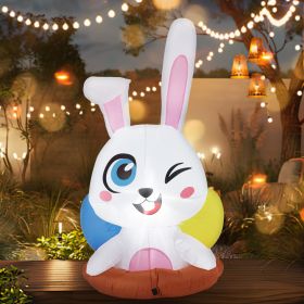 6.2FT Luminous LED Cartoon Easter Inflatable Rabbit Easter 4FT Inflatable Bunny Outdoor Decorations, Blow Up LED Lighted Giant Rabbit With Egg, Holida (Option: Underground rabbit 1.2M)